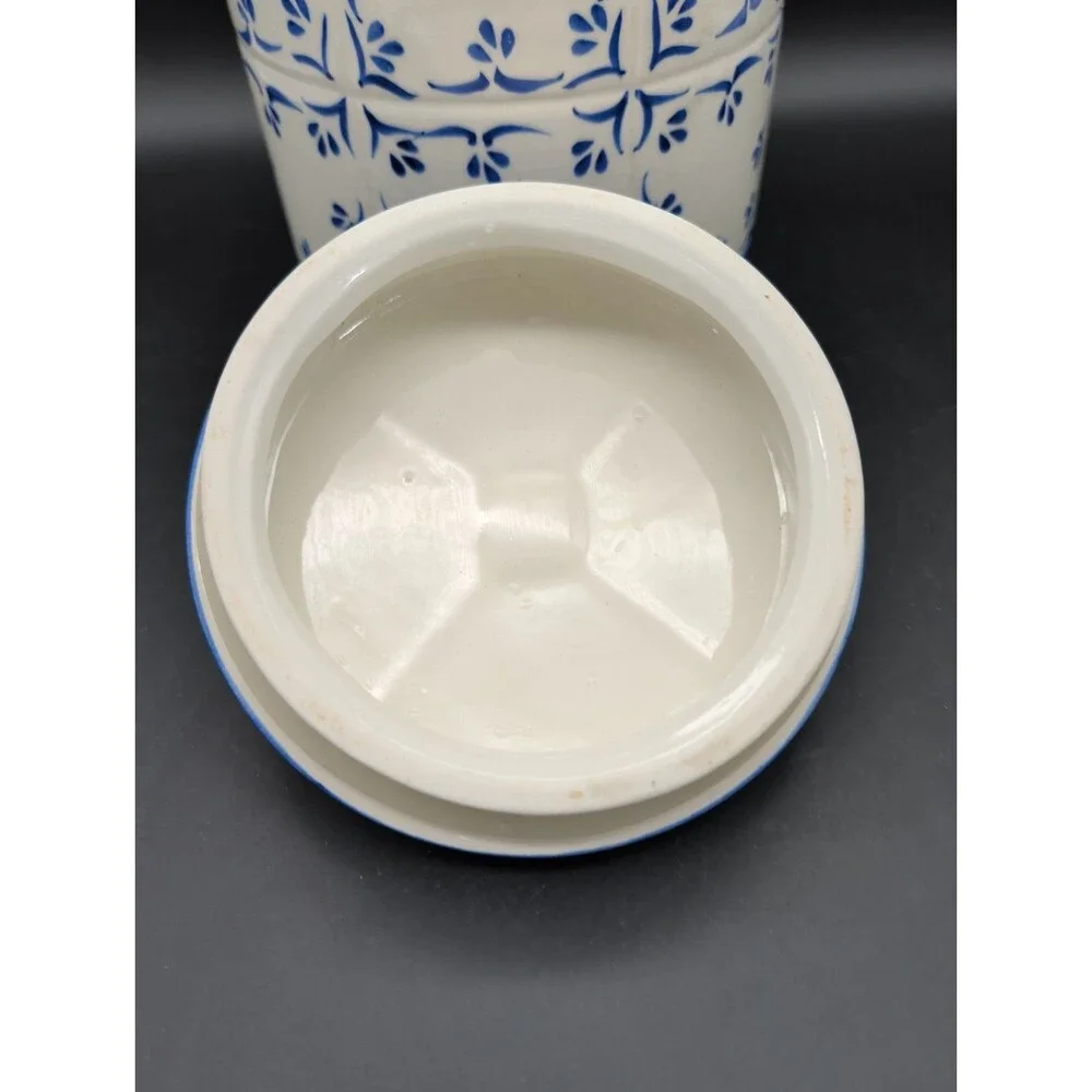 Cardinal Extra Large Ceramic Canister Blue & White Hand Painted Floral 9